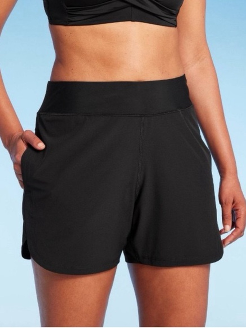 NWT Lands' End Black Athletic Shorts with Wide Waistband size L